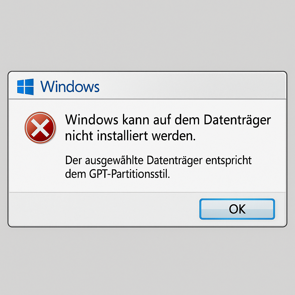 GPT/MBR : Windows kann auf Datenträger nicht installiert werden