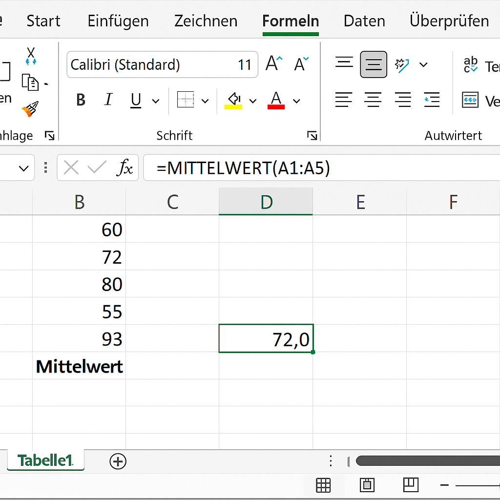 Durchschnitt in Excel schnell berechnen – mit der MITTELWERT‑Funktion