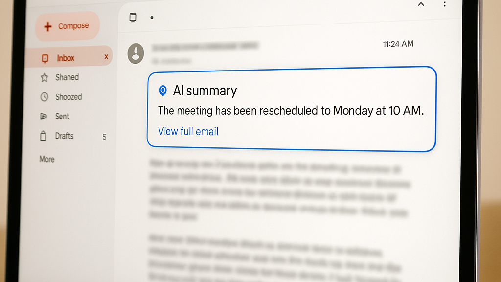 Gmail auf Android KI zeigt jetzt SMS-artige Kurzzusammenfassungen im Posteingang