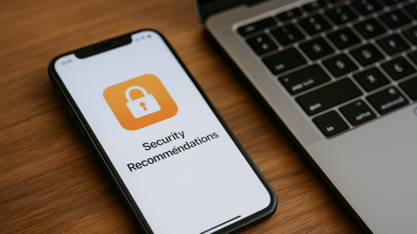 iPhone mit Sicherheitswarnung neben MacBook – Hinweis auf Passwort in Datenleck gefunden.