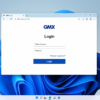 Windows 11 Desktop mit geöffnetem Browserfenster, das die GMX Login-Seite mit Eingabefeldern für E-Mail-Adresse und Passwort zeigt.