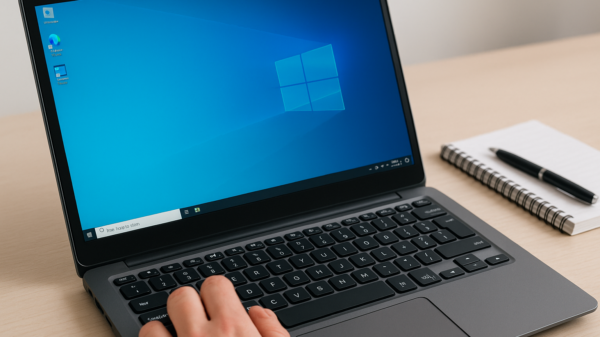 Screenshot am PC unter Windows erstellen – Hand drückt Tastenkombination auf Laptop-Tastatur für Bildschirmfoto.